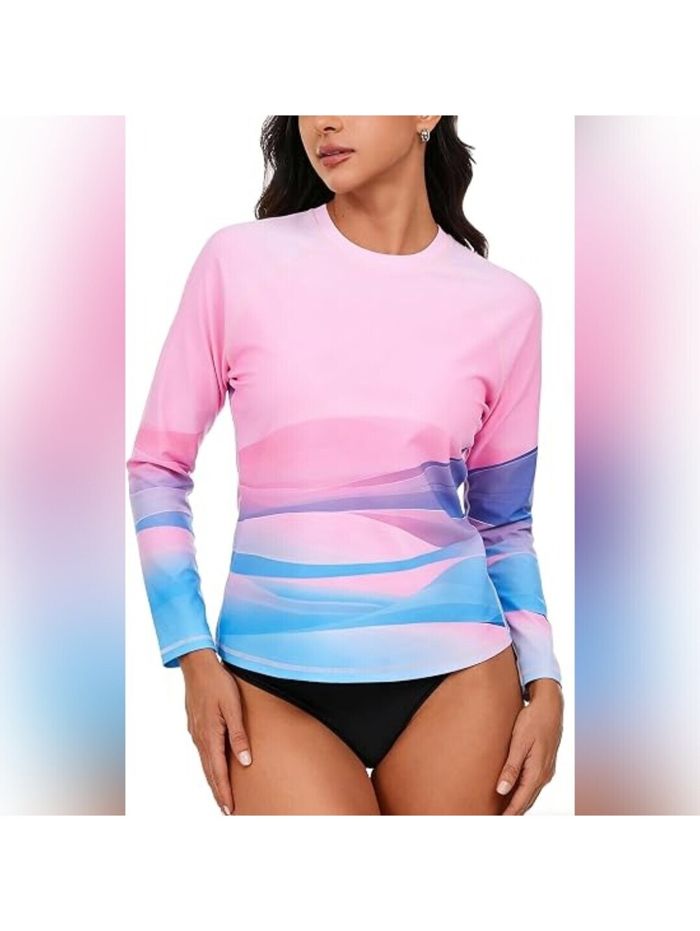 NWT Halcurt Long Sleeve Built In Braw Swim Shirt UPF50+ Rash Guard Top, Medium